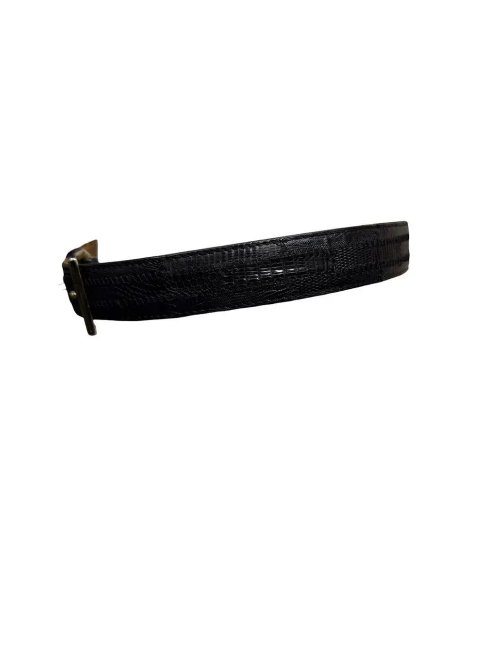 Vintage Rohms Lizard Leather Belt Black Made in USA Size 40 No Buckle